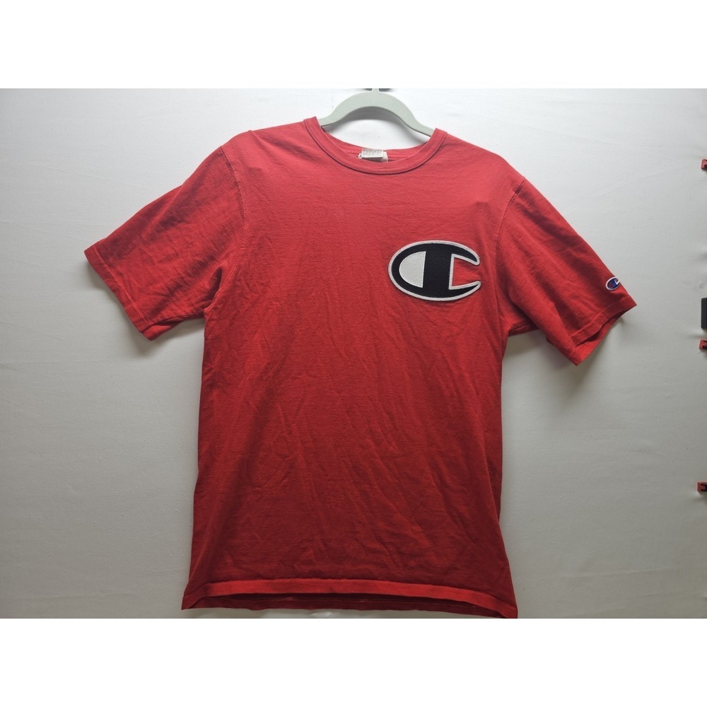 Champion Heritage Big C Patch Logo Red T-Shirt Men's Size M Heavyweight